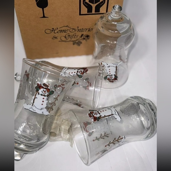 4 HOMCO / HOME INTERIORS PAINTED SNOWMAN VOTIVE CUPS - Picture 4 of 6